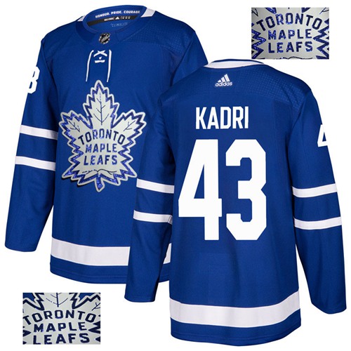 Adidas Maple Leafs #43 Nazem Kadri Blue Home Authentic Fashion Gold Stitched NHL Jersey
